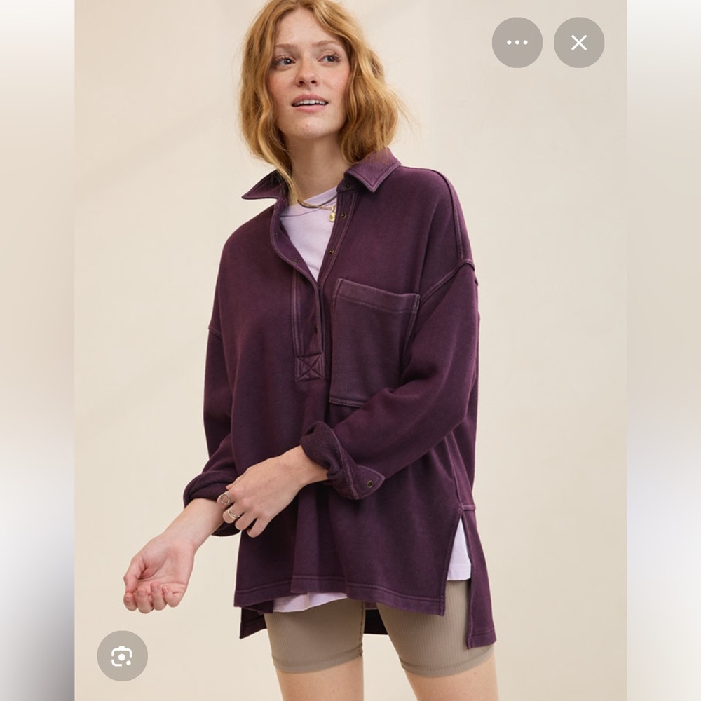 Aerie Purple Long Sleeve Polo Top